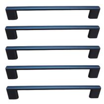 Kit 10 Puxadores Tango Preto Fosco 160mm Guarda-Roupa Móveis