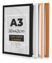 kit 10 Quadro Moldura A3 30x42 Com Vidro Poster Certificado - Preto