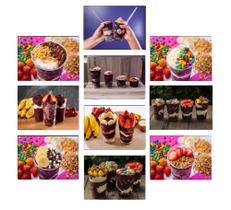 Kit 10 Quadros Açaí Copo Granola Banana Morango Kiwi 21x15cm
