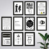 Kit 10 Quadros Banheiro Lavabo Com Frases Divertidas 21x15cm