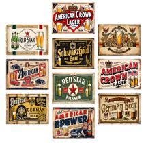 Kit 10 Quadros Cerveja Bebida Vintage Retro Chopp 21x15cm Kit 10 Quadros Cerveja Bebida Vintage Retro Chopp 21x15cm