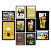 Kit 10 Quadros Decorativos Churrasco Modelo 1 Madeira Mdf Adesivado