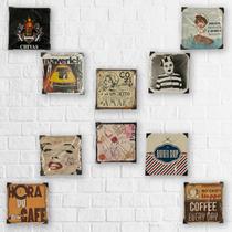 Kit 10 quadros decorativos tema Diversos 20x20 Metal - Nova Aliança