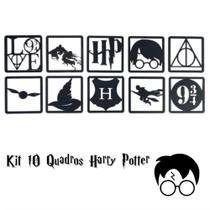 Kit 10 Quadros Harry Potter Decorativos Vazado MDF 3mm Preto - Super 3D