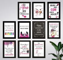 Kit 10 Quadros Manicure Salão Studio Unhas Frases 21x15cm