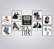 Kit 10 Quadros Moda Mulher Diva Roupa Look Fashion 20x20cm Kit 10 Quadros Moda Mulher Diva Roupa Look Fashion 20x20cm