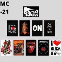 Kit 10 Quadros Para Decoração Rock I Love Music 13x20