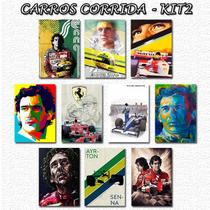 Kit 10 Quadros Placas Carros Corrida Modernos, Ayrton Senna 13x20