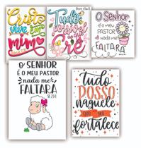 Kit 10 Quadros Religiosos Religião Quadro Decoração Salão Igreja Sala Variados Quarto Sala Fé Cristo