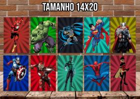 Kit 10 Quadros Super Heróis Vingadores Marvel Menino adult - Vinny Artes Gráficas