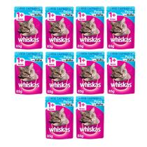 Kit 10 Ração Whiskas Peixe Gato Castrados Sachê 85g cada