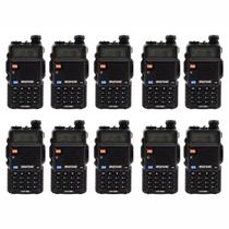Kit 10 Rádio Comunicador Uhf/vhf Walkie Talkie Baofeng Uv-5r Alcance 12km Com Fone Amador Bandas De Freqüência Cor Preto