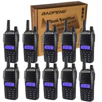 Kit 10 Rádio Comunicador Walk Talk Baofeng Dual Band Uv-82