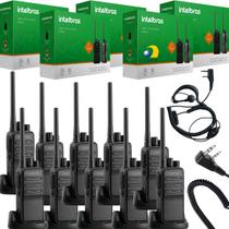 Kit 10 Rádios Walkie Talkie Intelbras RC3002 Com Fones Microfone PTT Espiral