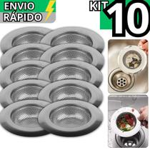 Kit 10 Ralo de Inox Ralinho para Pia Banheiro 9cm Universal Fácil de Limpar Kit 10 Ralo de Inox Ralinho para Pia Banheiro 9cm Universal Fácil de Limpar