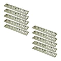 Kit 10 Ralo Grelha Linear Caixilho 15x50cm Alumínio Fundido Bege para Piscinas e Garagens GDA