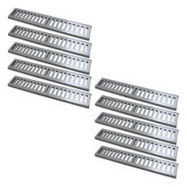 Kit 10 Ralo Grelha Linear Caixilho Alumínio Escovado 10x50cm