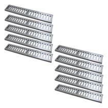 Kit 10 Ralo Grelha Linear Caixilho Alumínio Escovado 20x50cm