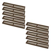 Kit 10 Ralo Grelha Linear Caixilho Alumínio Marrom 10x50cm
