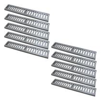 Kit 10 Ralo Grelha Linear Caixilho Alumínio Polido 15x50cm