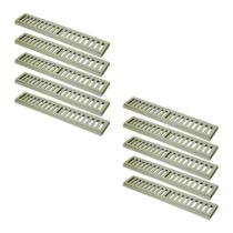 Kit 10 Ralo Grelha Linear Caixilho Em Alumínio Bege 15x50cm
