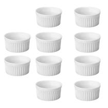 Kit 10 Ramekin Pote Tigela Cerâmica Canelado Molheira 125ml