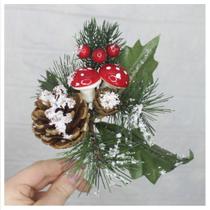 Kit 10 Ramos Cogumelo Decoração Natal Artificial Com Detalhe - Gici Christmas