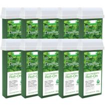 Kit 10 Refil Cera Depilatoria Corporal Profissional Depilação Roll On Depilflax Hortelã 100g