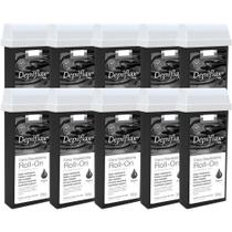 Kit 10 Refil Cera Depilatoria Corporal Profissional Depilação Roll On Depilflax Negra 100g