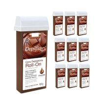 Kit 10 Refil Ceras Depiladora Refil Roll On Depilação Depilflax Chocolate 100g