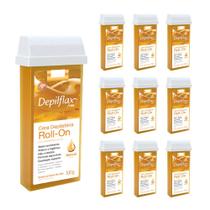 Kit 10 Refil Ceras para Depilação Roll On Quente Natural Mel Depilatória 100g Depilflax