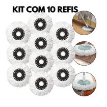 Kit 10 Refil para Mop Giratório 360 Esfregão Microfibra Universal 16cm Diâmetro Macio Absorvente Econômico e Sustentável
