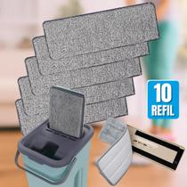 Kit 10 Refil Para Rodo Mop Flat Microfibra Esfregão Limpeza Mágico Absorvente Chão Piso