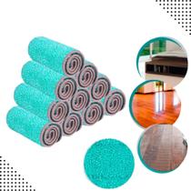 Kit 10 Refis Microfibra Verde Para Mop Spray Multiuso Lava Enxagua e Seca