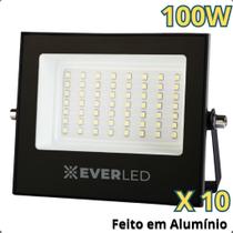 Kit 10 Refletor 100w Everled Branco Frio Led 6500k Externo