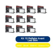 Kit 10 Refletor Avant Led Slim 200W Bivolt 6500 K - Branco Frio