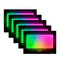 Kit 10 Refletor Colorido RGB Led 200w A Prova de agua IP66 C/Controle Holofote Com Memória