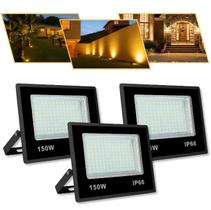 Kit 10 Refletor De Led Externo 150w Branco Quente 3000k Ip66 Kit 10 Refletor De Led Externo 150w Branco Quente 3000k Ip66