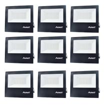 Kit 10 Refletor Led 100w Holofote Prova D'água Área Externa Ip65 Bivolt Avant Preto