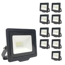 Kit 10 Refletor Led 10w Branco Frio 6500k Holofote Bivolt Prova D'água Bivolt