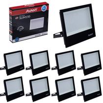 Kit 10 Refletor Led 150w Preto Alumínio Holofote Externo Luz Fria 6500K Prova D'água Ip65 Kit 10 Refletor Led 150w Preto Alumínio Holofote Externo Luz Fria 6500K Prova D'água Ip65