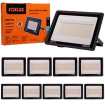Kit 10 Refletor LED 200W Bivolt Luz Branca IP65 Foxlux