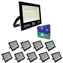 Kit 10 Refletor Led 200w Holofote Prova D'água Frio - Frio (6500K)
