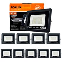 Kit 10 Refletor LED 50W Bivolt Luz Branca (6.500K) Foxlux Kit 10 Refletor LED 50W Bivolt Luz Branca (6.500K) Foxlux