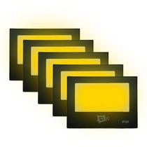 Kit 10 Refletor Led Luz Amarela 200w A Prova De Água IP66 Jardim Holofote 3000k Decoração Garagem