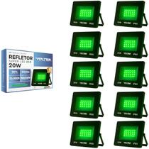 Kit 10 Refletor Led Volter Eco 20w Luz Verde Ip65 Preto Kit 10 Refletor Led Volter Eco 20w Luz Verde Ip65 Preto