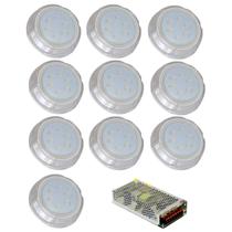 Kit 10 Refletor Piscina Hiper LED 9W Branco Policarbonato