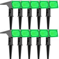 Kit 10 Refletor Solar Jardim 6 Leds Verde 10x Mais Forte Luminária Spot Jardim Sem Fio