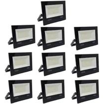 Kit 10 refletores de led Bivolt 100w 5500k ip66 - branco frio