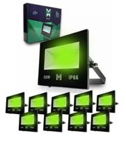 Kit 10 Refletores holofote LED 50w Verde - Verde